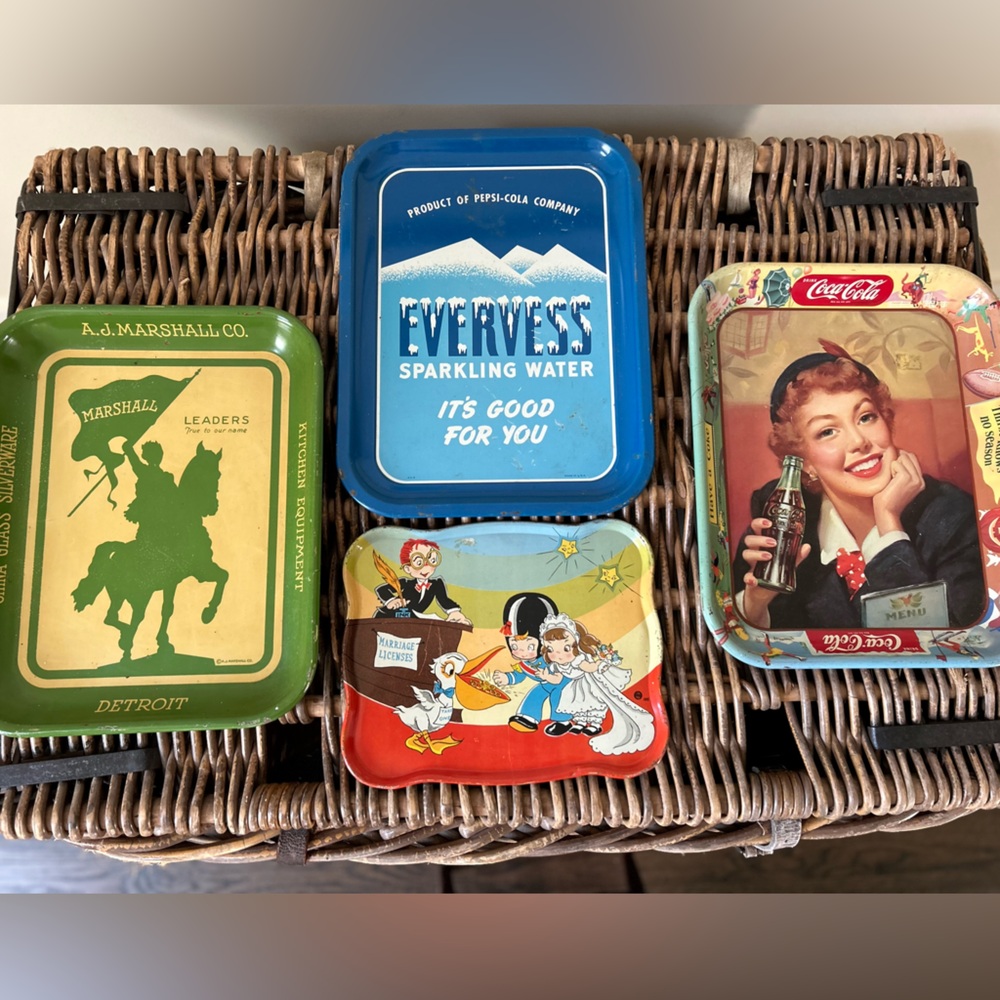 Antique metal trays - set of 4